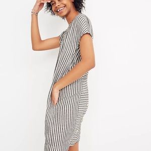 Madewell Stripe-Play Button-Back Linen Dress